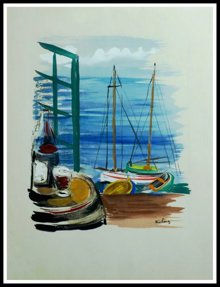 Литография Kisling - VINS FLEURS & FLAMMES