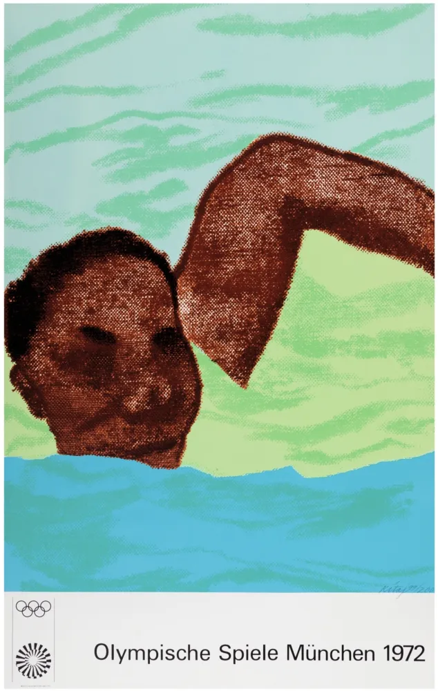 Литография Kitaj - Swimmer, from the Munich Olympics Portfolio, 1972 - Hand-signed