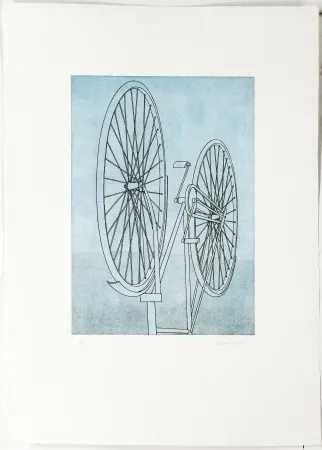 Гравюра Klapheck - Fahrrad II - Die Fragwürdigkeit des Ruhms (The dubiousness of fame - Le caractère douteux de la renommée)