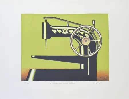 Литография Klapheck - Konrad Klapheck (1935) - Die Ungeduld der Sphinx - Colour lithograph on heavy wove paper - 1998