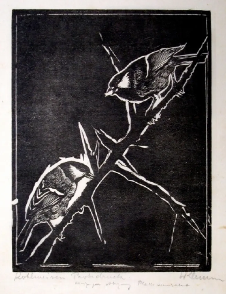 Гравюра На Дереве Klemm - Kohlmeisen (Great Tits)