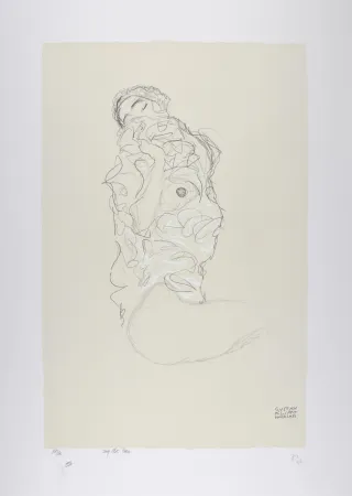 Литография Klimt - La fille aux yeux fermés, 1917 | The girl with closed eyes, 1917  (Reclining Female Semi-Nude with Closed Eyes / Liegender weiblicher Halbakt mit geschlossenen Augen).