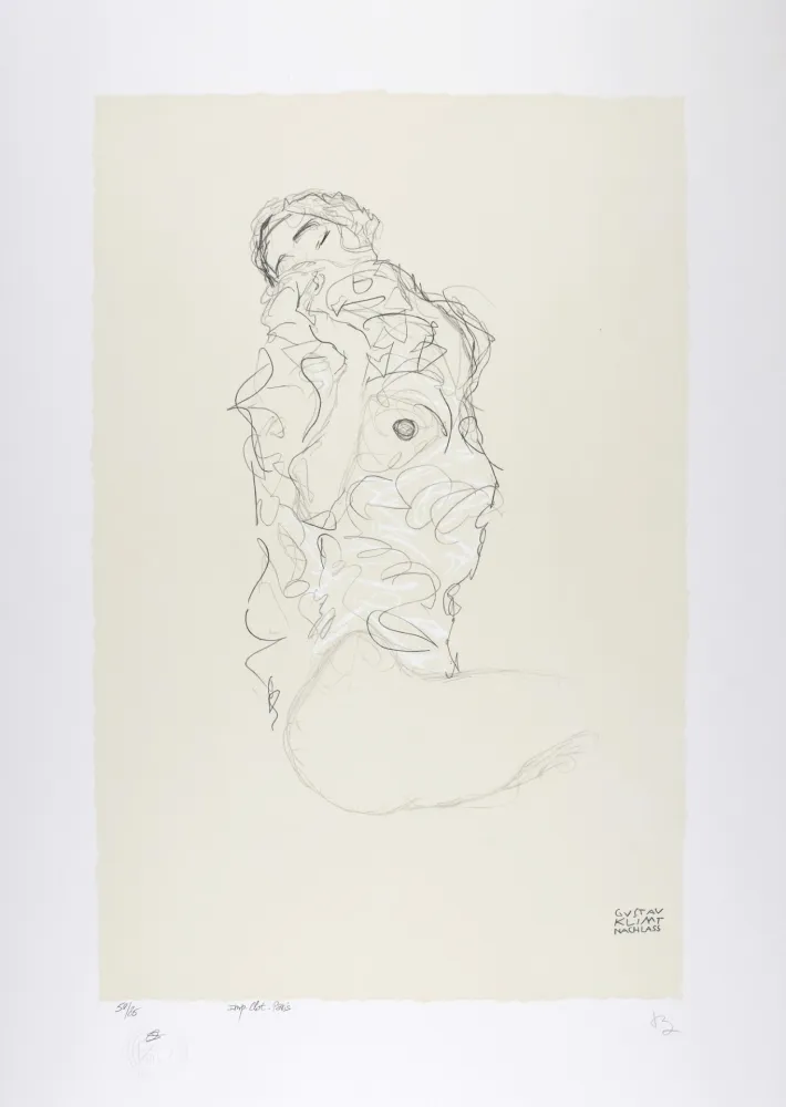 Литография Klimt - La fille aux yeux fermés, 1917 | The girl with her eyes closed, 1917