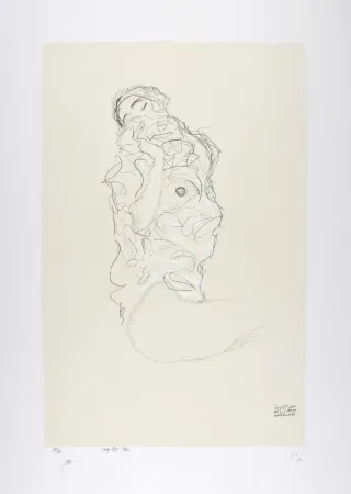 Литография Klimt - La fille aux yeux fermés, 1917 | The girl with her eyes closed, 1917