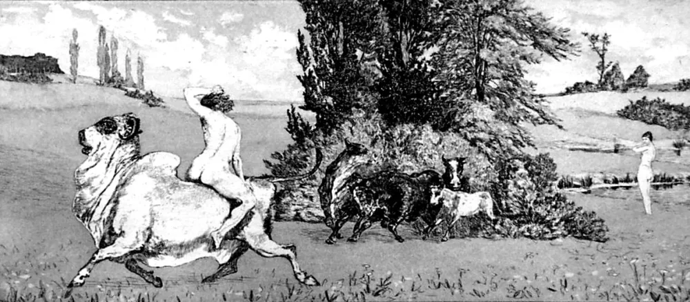 Офорт И Аквитанта Klinger - Apollo e Dafne III