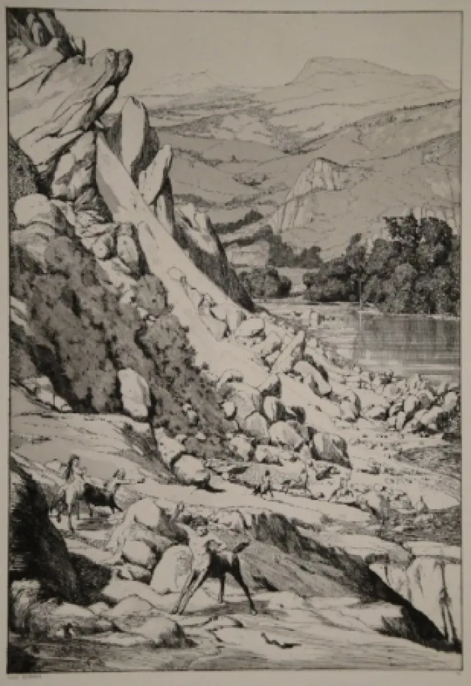 Офорт И Аквитанта Klinger - Bergsturz