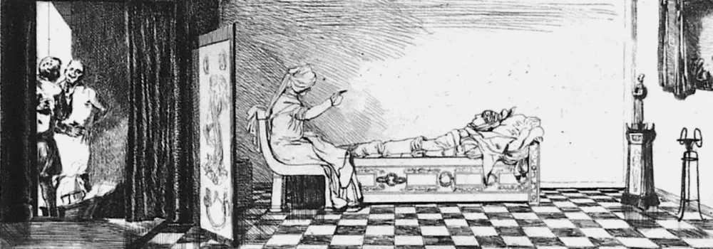 Офорт И Аквитанта Klinger - Piramo e Tisbe IV