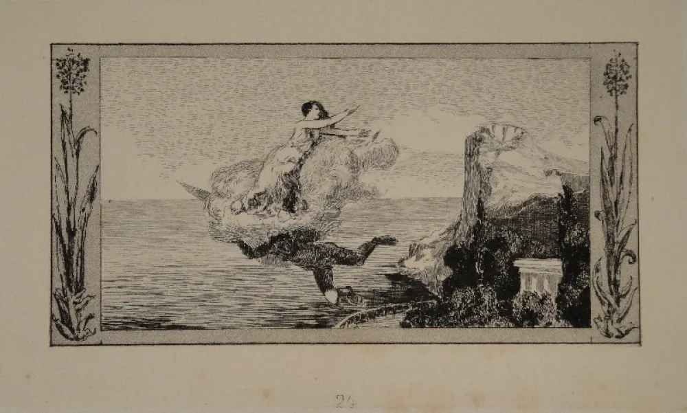 Офорт И Аквитанта Klinger - Zephyrus Psyche wegtragend / Zephyr Carrying Psyche Away