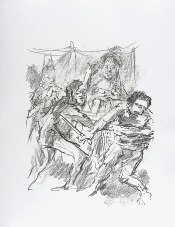 Литография Kokoschka - Edgar and Edmund fight , 1963
