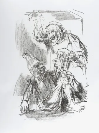 Литография Kokoschka - Lear and Fool, 1963