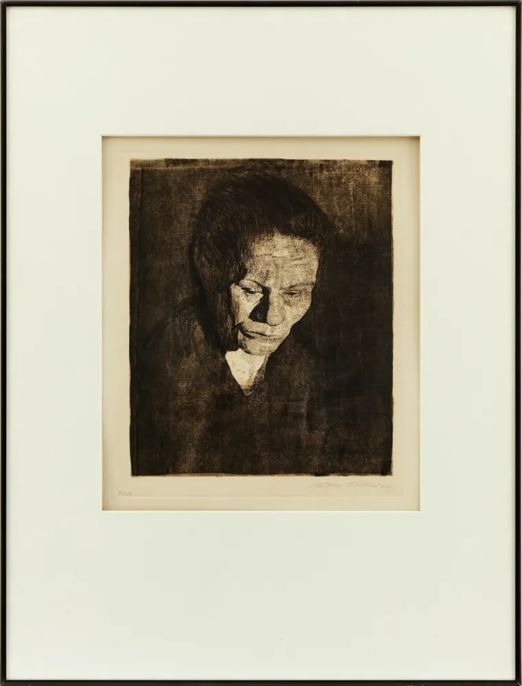 Офорт Kollwitz - Cabeza de Mujer hundida