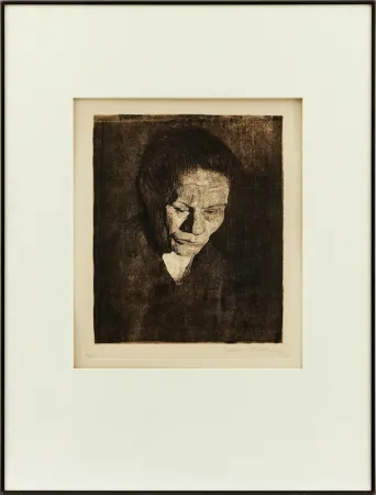 Офорт Kollwitz - Cabeza de Mujer hundida