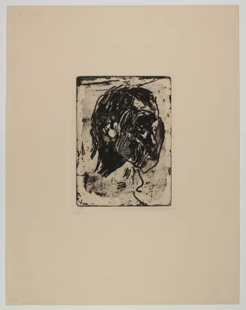 Гравюра Kollwitz - Männerkopf nach rechts (Man's head turned right)