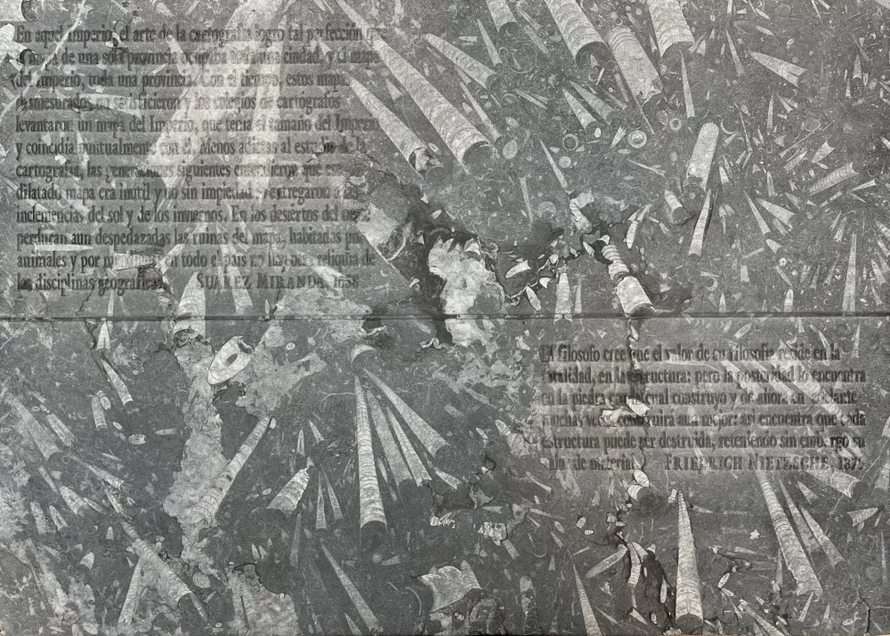 Офорт Kosuth - El mapa de Miranda y la disciplina de Nietzsche