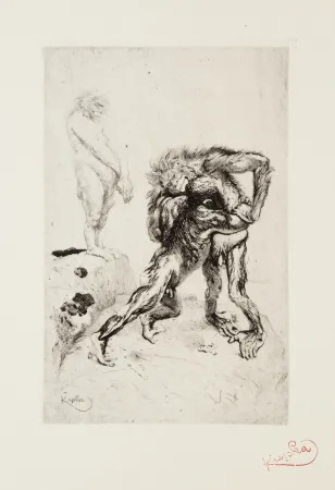 Гравюра Сухой Иглой Kupka - Lutte