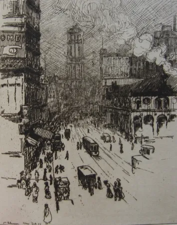 Гравюра Laboureur - Broadway, New York