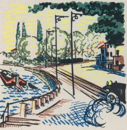 Иллюстрированная Книга Laboureur - Promenade avec Gabrielle. Texte et images lithographiés en couleurs par Jean Giraudoux et Jean-Emile Laboureur.