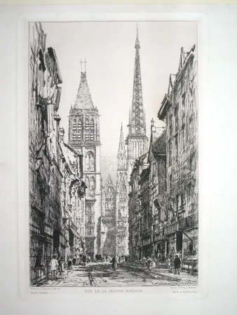 Гравюра Lalanne - Rue de la Grosse Horloge