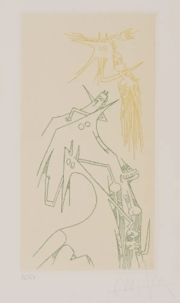 Гравюра Lam - Composición Surrealista