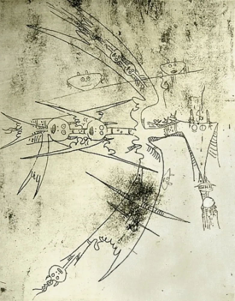 Офорт И Аквитанта Lam - Le Monde entre dans un sac