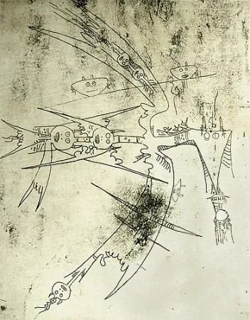 Офорт И Аквитанта Lam - Le Monde entre dans un sac