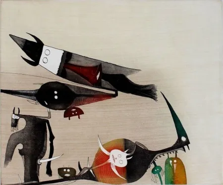 Офорт И Аквитанта Lam - Sans titre - XXe siecle plate #5