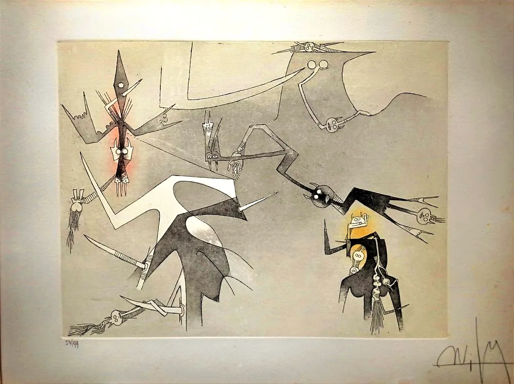 Офорт И Аквитанта Lam - Visible Invisible, 1972 - Aquatint and Erching, Hand signed!