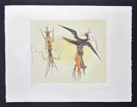 Гравюра Lam - Wifredo Lam (1902 - 1982) - Untitled - Aquatint etching on Arches paper - 1979