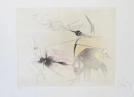 Акватинта Lam - Wifredo Lam (1902–1982) - Untitled from ''Visible Invisible'' folder - Aquatint etching on Goya paper - 1972