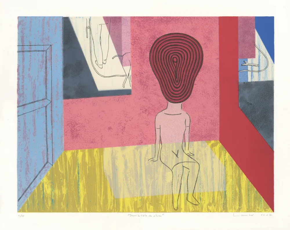 Литография Lambé - Dans la tête du chien