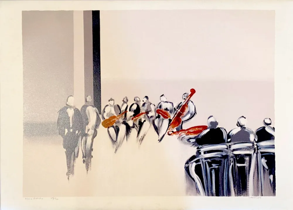 Литография Langlois - Les Musiciens