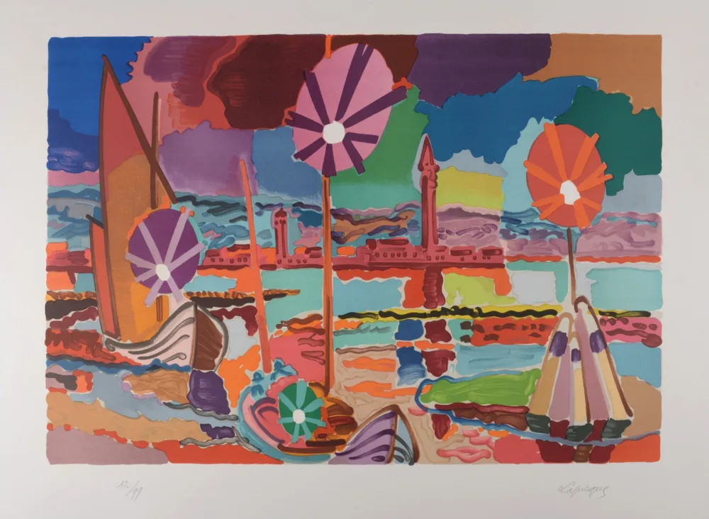 Литография Lapicque - Crépuscule sur Burano, 1955 - Hand-signed