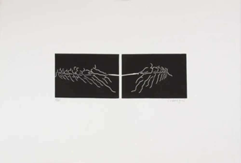 Линогравюра Larregui - TIR A LA CORDE