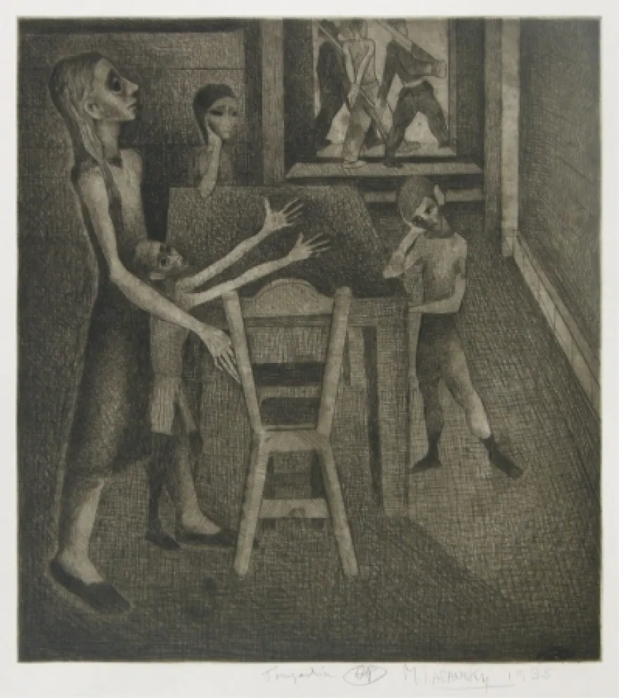 Гравюра Сухой Иглой Lasansky - Tragedia