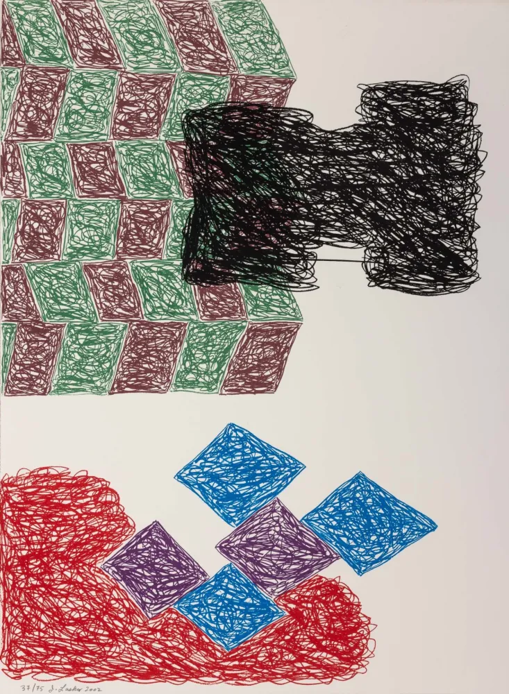 Литография Lasker - Jonathan Lasker (1948) - Unconscious Construct - Lithograph on paper - 2002