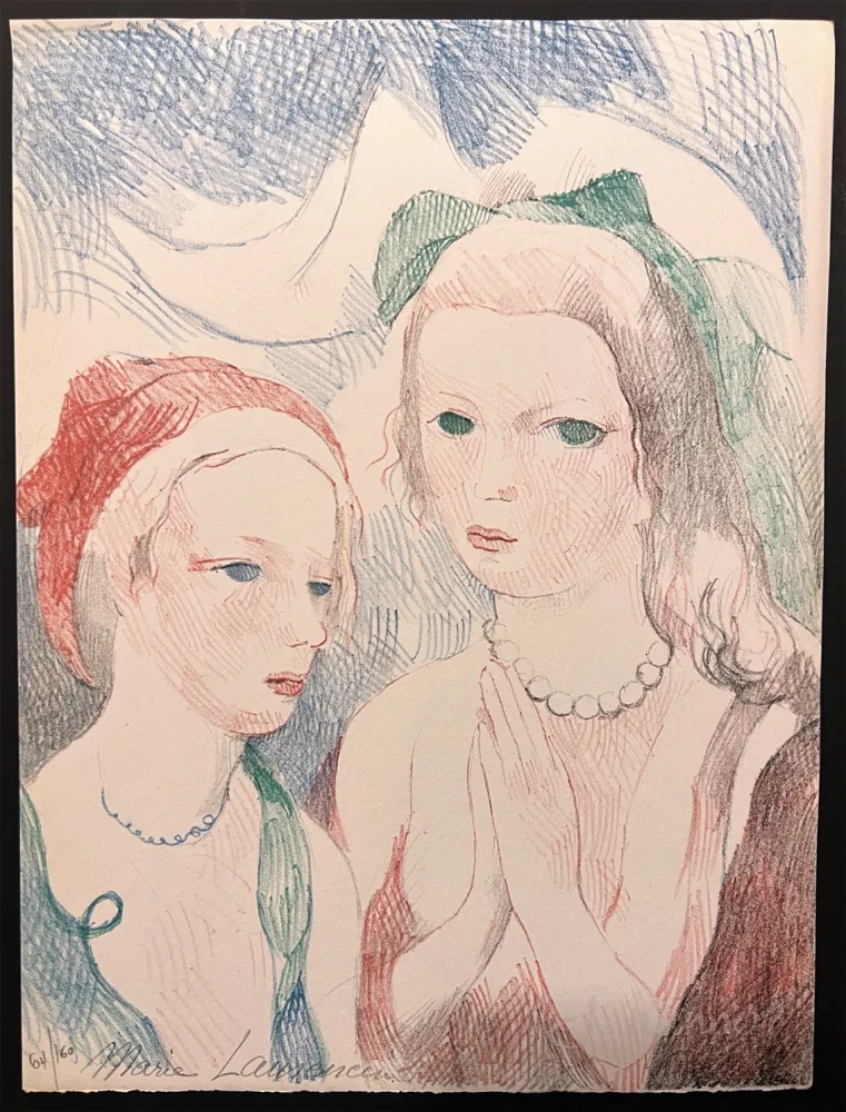 Литография Laurencin - LES DEUX AMIES. Lithographie originale signée pour 