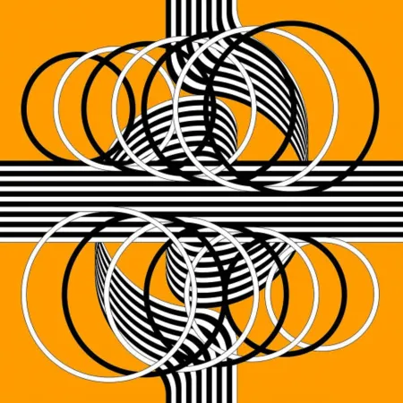 Литография Le Parc - Larga marcha, 4 bifurcaciones, 14