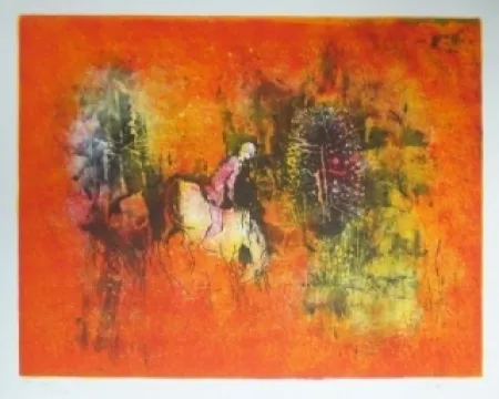 Литография Lebadang - Cavalier dans la forêt