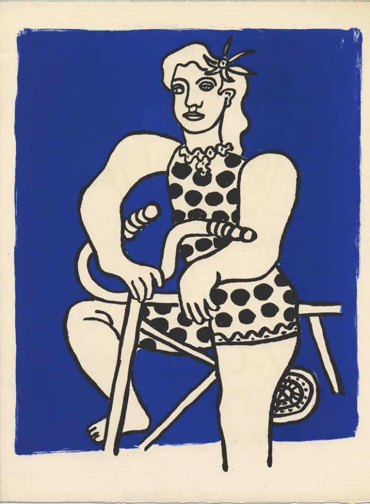 Литография Leger - CYCLISTE SUR FOND BLEU (LE CIRQUE 1950)