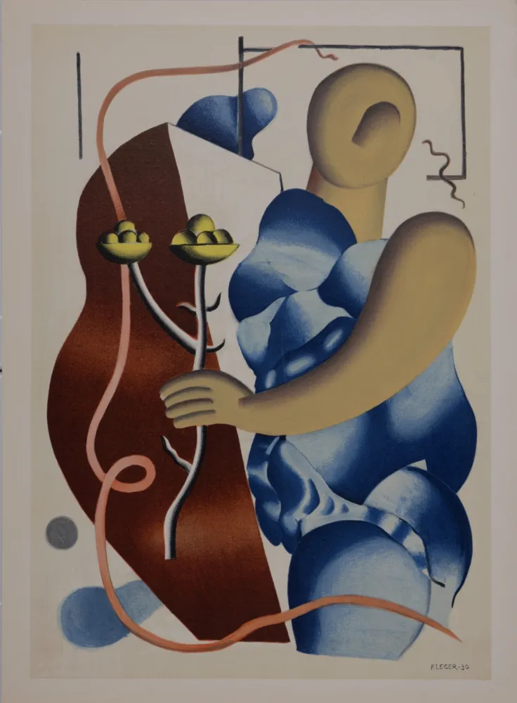Литография Leger - Femme tenant une fleur, 1955