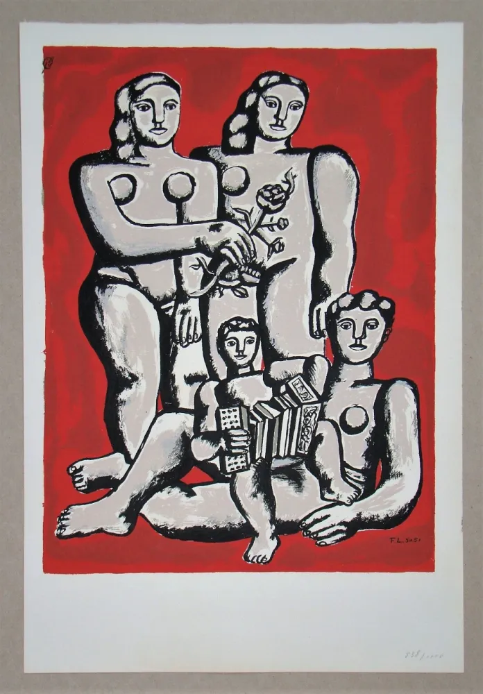 Сериграфия Leger - Femmes et enfants a l'accordeon