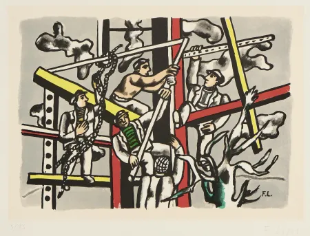 Литография Leger - Fernad Legér (1881–1955) – Les constructeurs – Color lithograph on paper – 1950