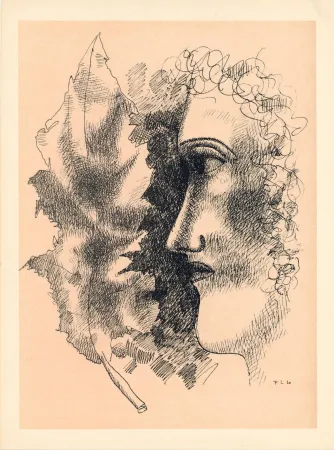 Литография Leger - Head and Leaf