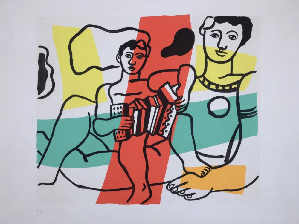 Офорт И Аквитанта Leger - L'Enfant à l'accordéon, 1953