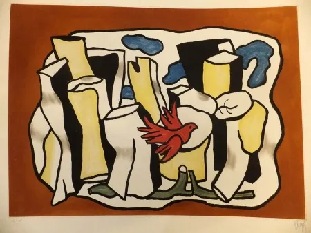 Акватинта Leger - L'Oiseau rouge dans le bois