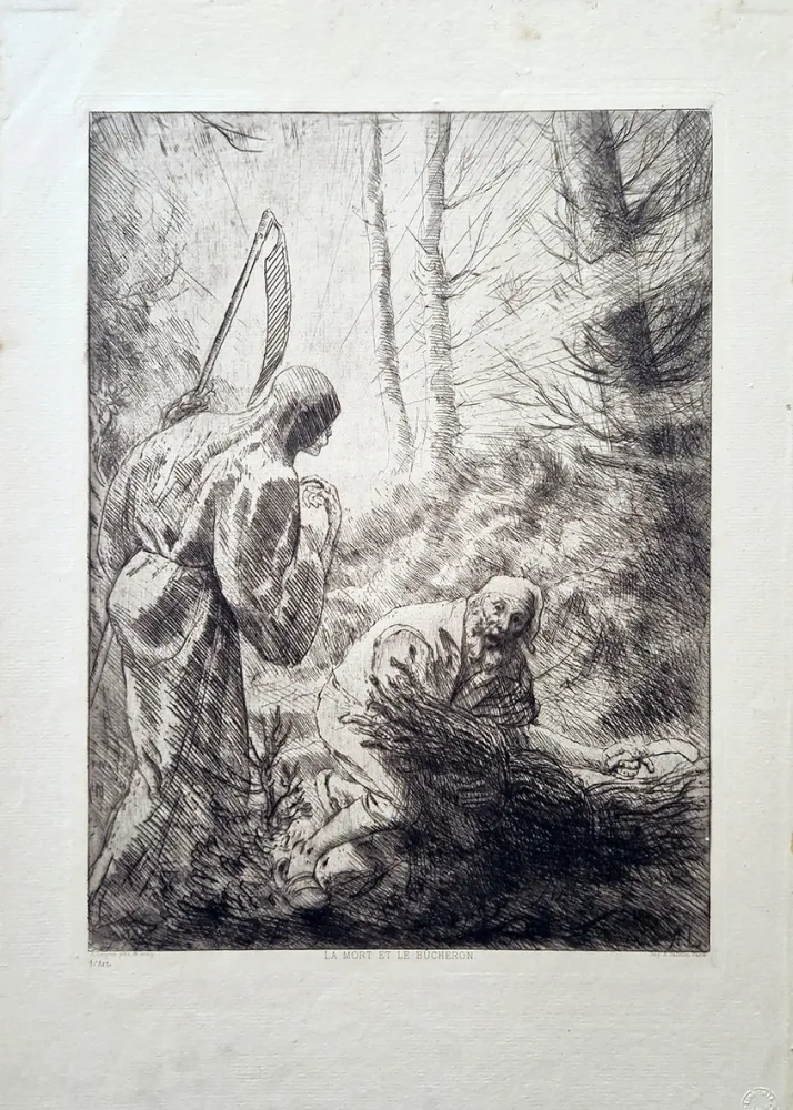 Офорт Legros - La mort et le bucheron