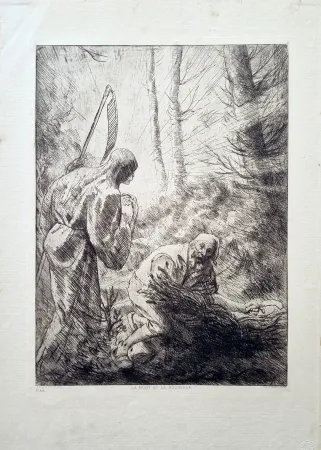 Офорт Legros - La mort et le bucheron