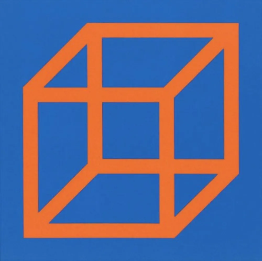 Линогравюра Lewitt - Cubes in Color on Color (Blue/Orange)