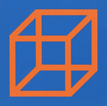 Линогравюра Lewitt - Cubes in Color on Color (Blue/Orange)