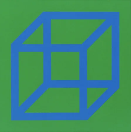 Линогравюра Lewitt - Cubes in Color on Color (Green/Blue)
